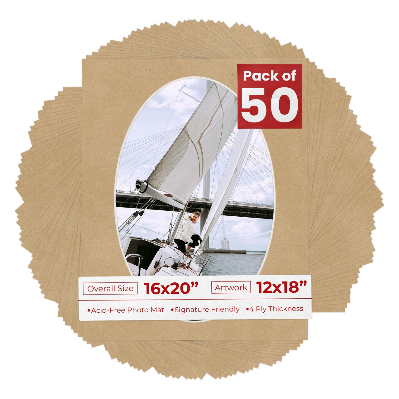 Beige Suede Mat Board for 16x20 Frames - Oval Opening for 12x18 Photos